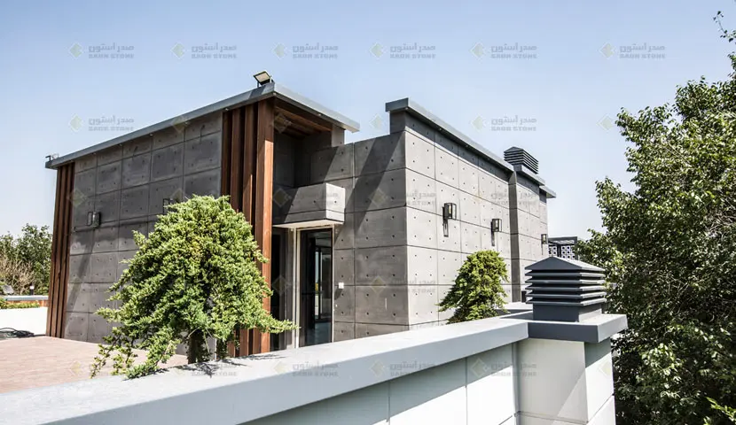 واجهة المبنى — الخرسانة الظاهرة